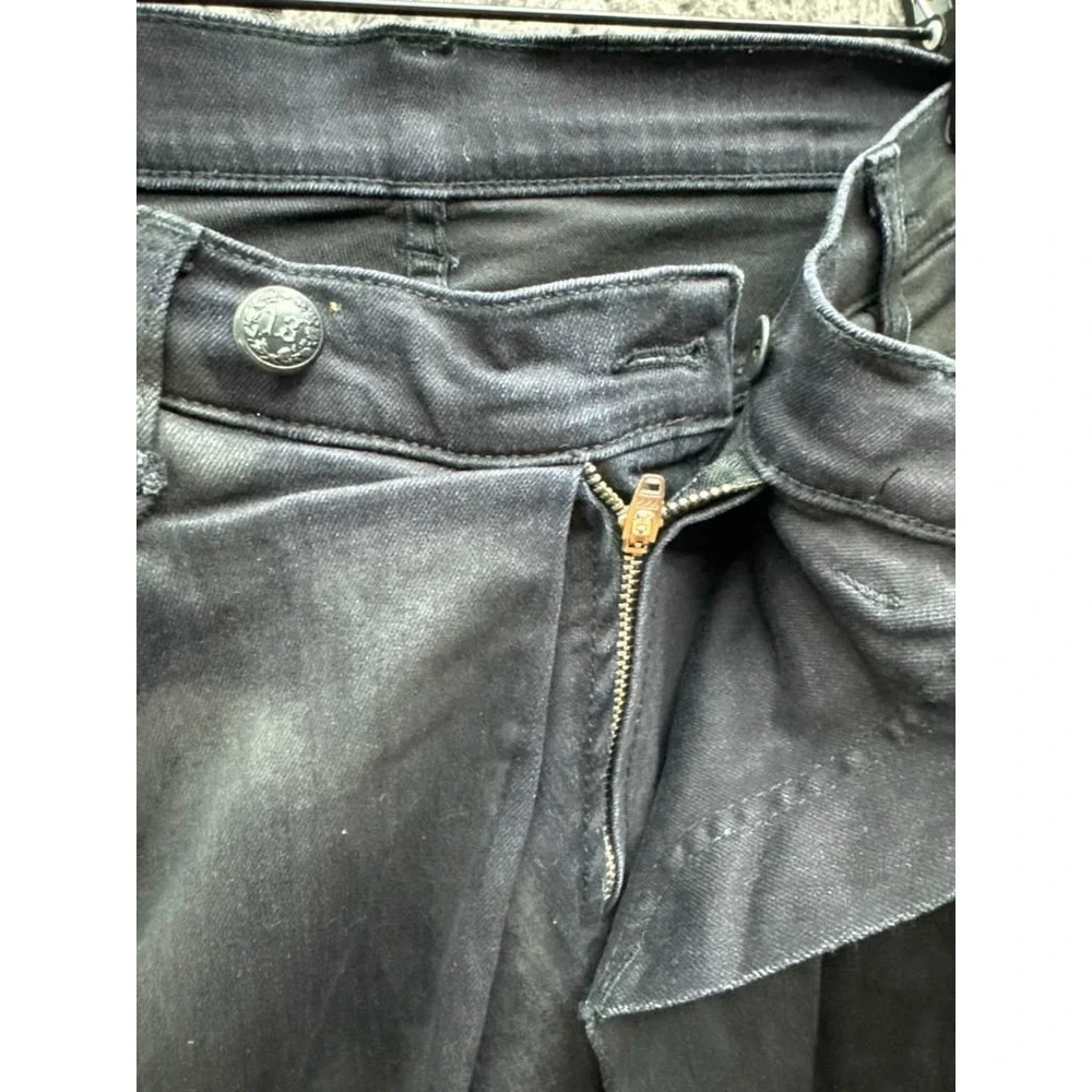 R13 X-Over Slim Fit Skinny Cross Over Denim Jeans Waxed Black Womens Size 25